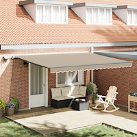 vidaXL Manuell fällbar markis med LED Beige 450x350 cm, vidaXL Markisbyta tyg för 4.5x3.5 m ram Beige