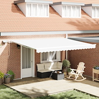 vidaXL Manuell Utdragbar Markis med LED Vit 450x350 cm