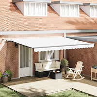 vidaXL Automatisk Utdragbar Markis med LED Vit 450x350 cm
