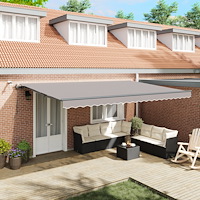 vidaXL Automatisk Utdragbar Markis med LED Ljus Ljusgrå 500x300 cm
