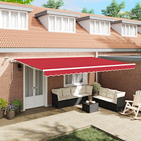 vidaXL Automatisk Utdragbar Markis med LED Röd 500x300 cm