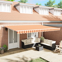 vidaXL Automatisk Retraktil Markis Gul och Orange 500x350 cm