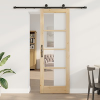 vidaXL Skjutdörr med hårdvarusats 'ORKDAL'Massivt trä & Glas, vidaXL Inredningsdörr med glas 'ORKDAL'73,5x211x4 cm Massivt trä...