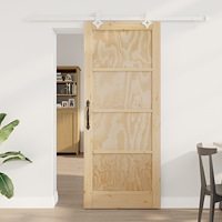 vidaXL Skjutdörr med Tillbehörsset 83x202 cm Massiv Furu, vidaXL Inre dörr 'ORKDAL'83x202x4 cm Massiv Furu