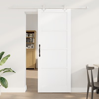 vidaXL skjutdörr med hårdvaruset vit 83x211 cm massivt trä furu, vidaXL inredningsdörr 'ORKDAL'vit 83x211x4 cm massivt trä furu
