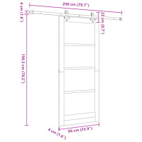vidaXL Skjutdörr med Tillbehör Set 86x198.5 cm Massivt Trä Furu