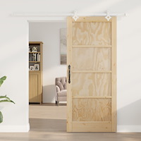 vidaXL Skjutdörr med Tillbehör Set 86x198.5 cm Massivt Trä Furu