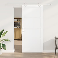 vidaXL Skjutdörr med beslag Set Vit 93x211 cm Massivt Trä Furu, vidaXL Innertdörr "ORKDAL" Vit 93x211x4 cm Massivt Trä Furu