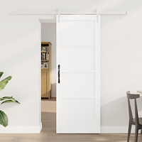 vidaXL Skjutdörr med Utrustningsset Vit 73.5x198.5 cm Massivt Trä Furu, vidaXL Inredningsdörr 'ORKDAL'Vit 73.5x198.5x4 cm Massi...
