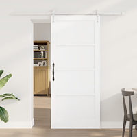 vidaXL Skjutdörr med skjutdörrsset Vit 78x202 cm Massivt trä Furu, vidaXL Inredningsdörr 'ORKDAL'Vit 78x202x4 cm Massivt trä Fu...