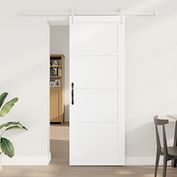 vidaXL skjutdörr med beslagset vit 78x211 cm massiv trä furu, vidaXL innerväggsdörr "ORKDAL" vit 78x211x4 cm massiv trä furu