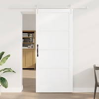 vidaXL Skjutdörr med Hårdvarusats Vit 93x211 cm Massiv Trä Furu