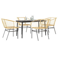 vidaXL Matgrupp för trädgården 5 delar brun polyrotting glas