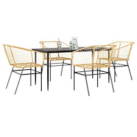 vidaXL Matgrupp för trädgården 5 delar brun polyrotting glas