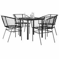vidaXL Matgrupp för trädgården 5 delar svart polyrotting glas