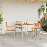 vidaXL 5-delat trädgårdsmöbler av massivt teakträ