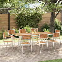 vidaXL Trädgård Stol 8 pcs Brun 56 x 54.5 x 87cm Massivt akaciaträ