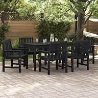 vidaXL Trädgårdsstol 6 pcs Svart 65.5 x 55.5 x 88cm Plast