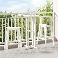 vidaXL 3-delars Trädgårdsbarset Vitt HDPE, vidaXL Barbord Vitt 55x55x107 cm HDPE, vidaXL Barstolar 2 st Vitt HDPE