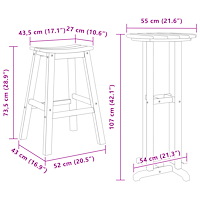 vidaXL 3-delars Trädgårdsbarset Vitt HDPE