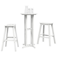 vidaXL 3-delars Trädgårdsbarset Vitt HDPE