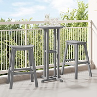 vidaXL 3-delat trädgårdsbarset ljusgrå HDPE, vidaXL barbord ljusgrå 55x55x107 cm HDPE, vidaXL barstolar 2 st ljusgrå HDPE