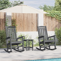vidaXL Trädgårdsgungstol 3 pcs Ljusgrå 38 x 38 x 46cm Plast