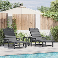 vidaXL Trädgårdsloungemöbler 2 pcs Ljusgrå 53 x 195.5 x 30 cm polyeten