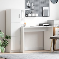 vidaXL Skrivbord med Förvaring Vitt Konstruerat Trä