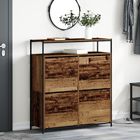 vidaXL Skoskåp med 4 Flip-Lådor Gammalt Trä 100x34x112 cm