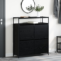 vidaXL skoskåp med 4 fällbara lådor svart ek 100x34x112 cm