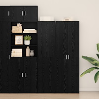 vidaXL Högskåp Svart Ek 45x42.5x185 cm Stödstrukturerat Trä
