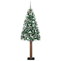 vidaXL Smal julgran med stativ Grön och Vit 210 cm PVC och solid furu