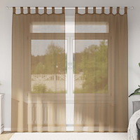 vidaXL Voile gardiner med öglor 2 st ljusbrun 140x225 cm