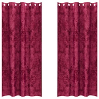 vidaXL Sammet Gardiner 2 st med Ögla Vinröd 225x140 cm