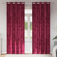 vidaXL Velvetgardiner 2 st med öglor Vinröd 260x140 cm
