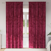 vidaXL Sammetsgardiner 2 st med ringar Vinröd 225x140 cm