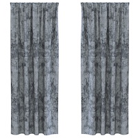 vidaXL Sammet Gardiner 2 stycken med Öljett Silvergrå 245x140 cm