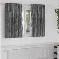 vidaXL Velvet Gardiner 2 st med öglor Grå 140x140 cm