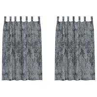 vidaXL Sammetsgardiner 2 st med Ögla Silvergrå 175x140 cm
