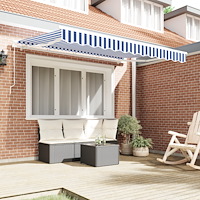 vidaXL Ersättningstyg för markis 3,5m x 2m blå och vit