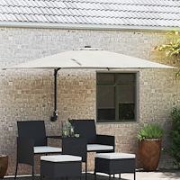 vidaXL Uteplatsparaply Sand Polyester, Aluminium Stor Fällbar