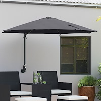 vidaXL Väggmonterad Trädgårdsparasol med LED-lampor Antracit 248 cm