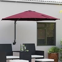 vidaXL Väggmonterad Trädgårdsparasol med LEDs Bordeaux Röd 248 cm