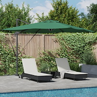 vidaXL Cantilever Roma Parasoll med LED-lampor Grön 286x285x270 cm Aluminium