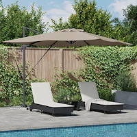 vidaXL Cantilever Roma Parasol med LED-lampor Taupe 286x285x270 cm Aluminium
