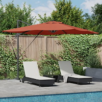 vidaXL fristående Roma parasoll med LED-lampor Terrakotta 286x285x270 cm Aluminium