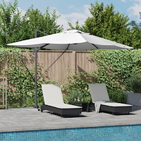 vidaXL Cantilever Roma Parasol med LED Sand 352x251x265 cm Aluminium