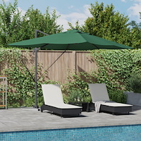 vidaXL Cantilever Roma Parasol med LED Grön 352x251x265 cm Aluminium