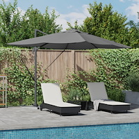 vidaXL Fristående Roma parasoll med LED-lampor Antracit 352x251x265 cm Aluminium